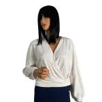 1.STATE Cream Waffle Knit Faux Wrap Sweater