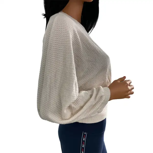 1.STATE Cream Waffle Knit Faux Wrap Sweater