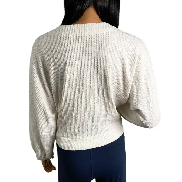 1.STATE Cream Waffle Knit Faux Wrap Sweater