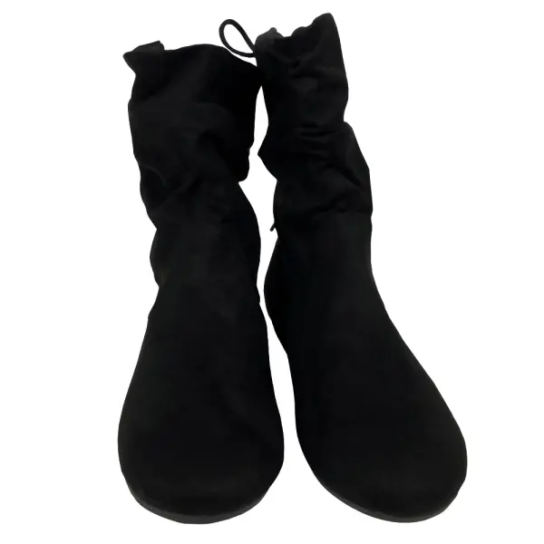American Eagle Medium Black Faux Suede Tie Back Ankle Booties Size 3