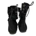 American Eagle Medium Black Faux Suede Tie Back Ankle Booties Size 3