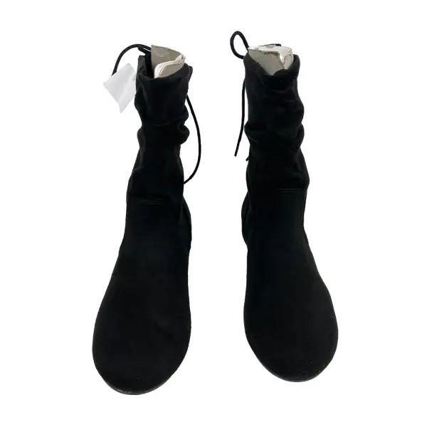 American Eagle Medium Black Faux Suede Tie Back Ankle Booties Size 3