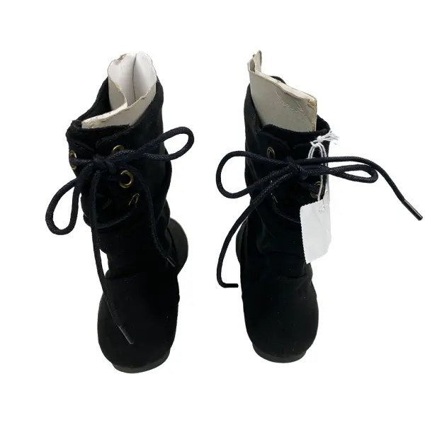 American Eagle Medium Black Faux Suede Tie Back Ankle Booties Size 3
