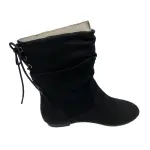American Eagle Medium Black Faux Suede Tie Back Ankle Booties Size 3