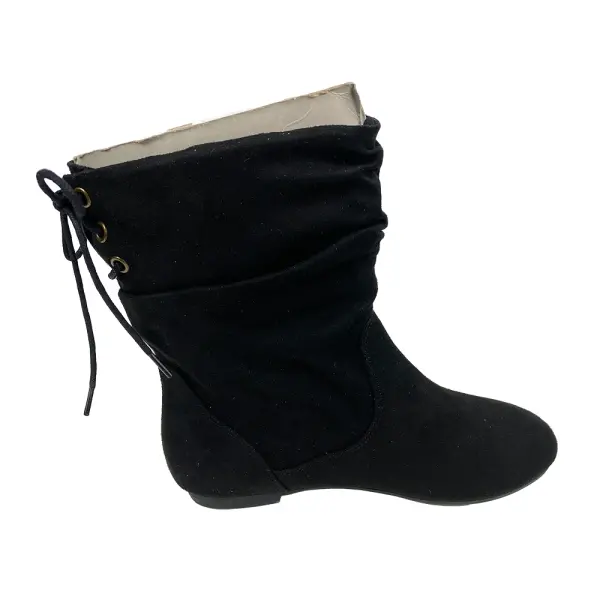 American Eagle Medium Black Faux Suede Tie Back Ankle Booties Size 3