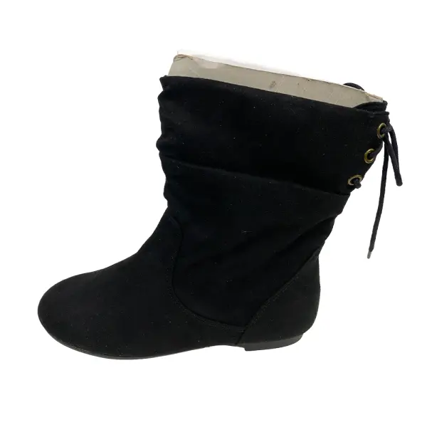 American Eagle Medium Black Faux Suede Tie Back Ankle Booties Size 3