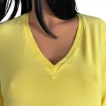 Anne Klein Citron Yellow V-Neck Stretch Top
