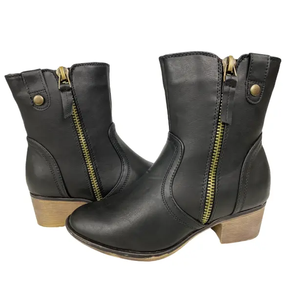 Bella Marie Georgia Ankle Boots Black Faux Leather Size 5.5