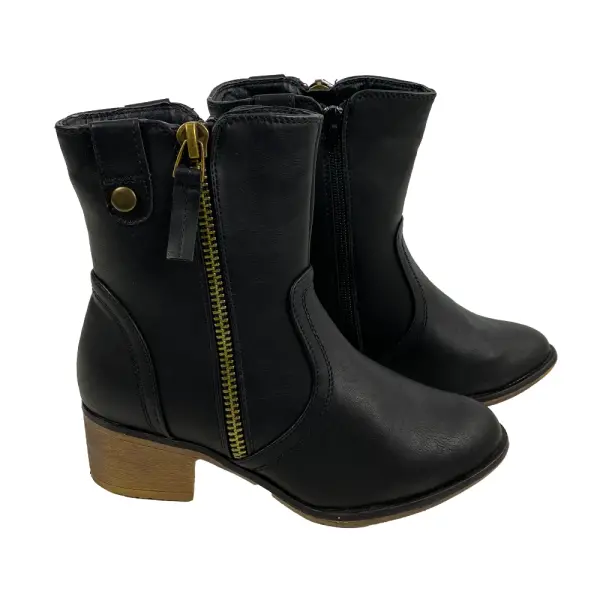 Bella Marie Georgia Ankle Boots Black Faux Leather Size 5.5