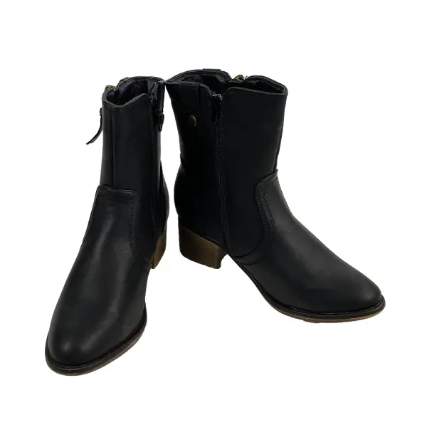 Bella Marie Georgia Ankle Boots Black Faux Leather Size 5.5