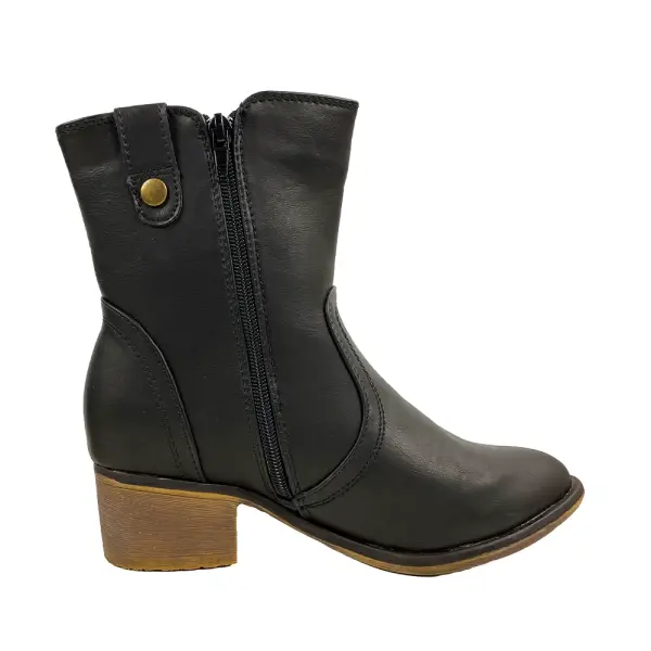 Bella Marie Georgia Ankle Boots Black Faux Leather Size 5.5
