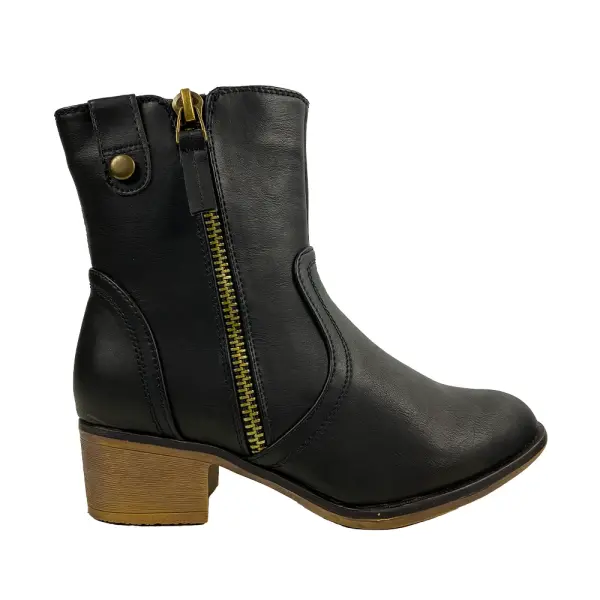Bella Marie Georgia Ankle Boots Black Faux Leather Size 5.5