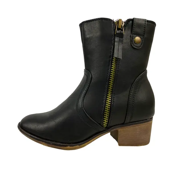 Bella Marie Georgia Ankle Boots Black Faux Leather Size 5.5