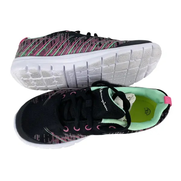 Champion Girls Athletic Sneakers Black Pink Green Size 3.5