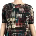 Connected Apparel Petite Fit and Flare Dress Abstract Grid Print Black Multi Size 12P