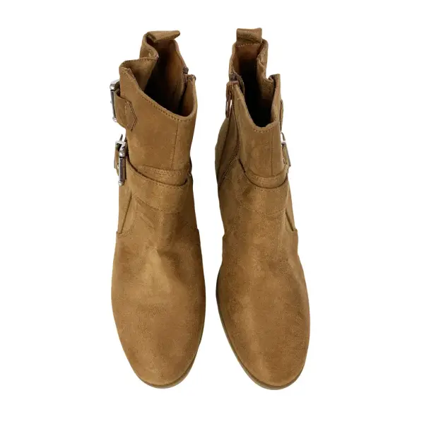 Forever 21 Light Brown Suede Buckled Ankle Boots Size 5.5