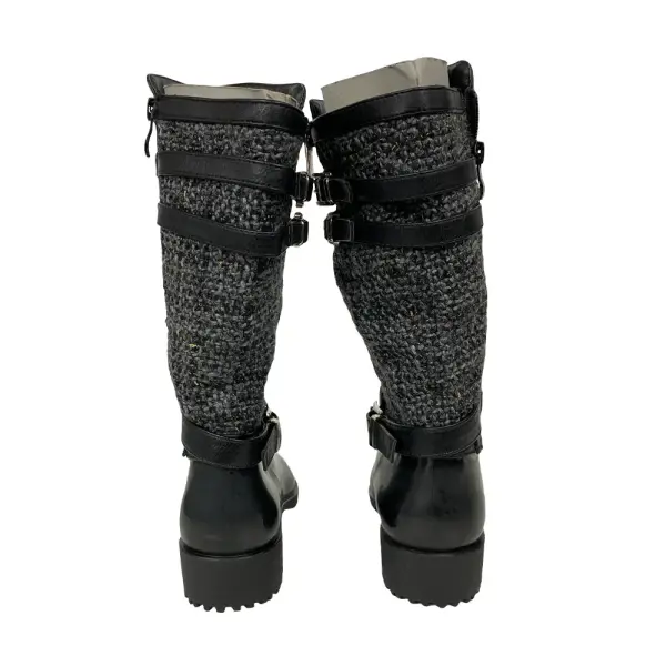 Forever Women’s Carrie 63 Knee High Round Toe Zip Up Lug Sole Rain Boots Size 4 Black