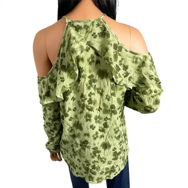 MICHAEL Michael Kors Cold-Shoulder Clover Print Top