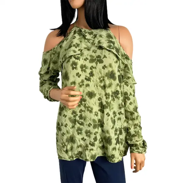MICHAEL Michael Kors Cold-Shoulder Clover Print Top