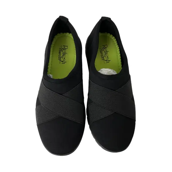 Refresh Comfort Women's Shoes Size 5.5 Black Fabric Slip On Slip Resistant