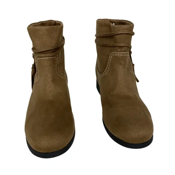 Zoe & Zac Suede Like Tassel Ankle Boots Girls Size 4 Tan Brown