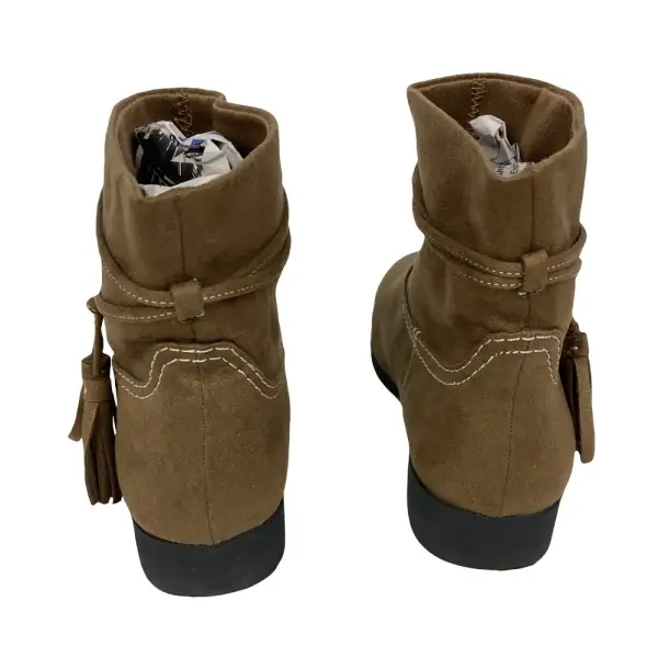 Zoe & Zac Suede Like Tassel Ankle Boots Girls Size 4 Tan Brown