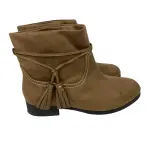 Zoe & Zac Suede Like Tassel Ankle Boots Girls Size 4 Tan Brown