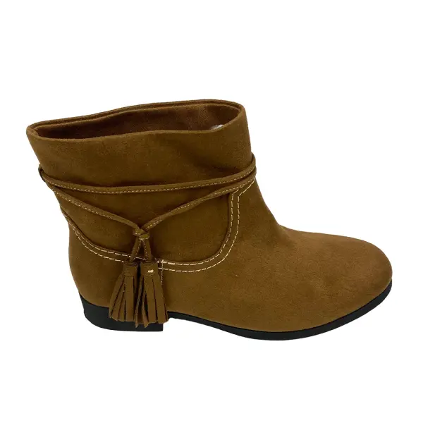 Zoe & Zac Suede Like Tassel Ankle Boots Girls Size 4 Tan Brown