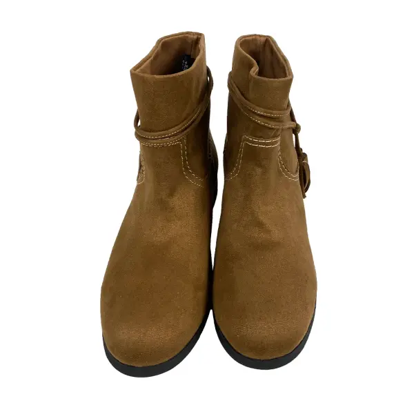 Zoe & Zac Suede Like Tassel Ankle Boots Girls Size 4 Tan Brown